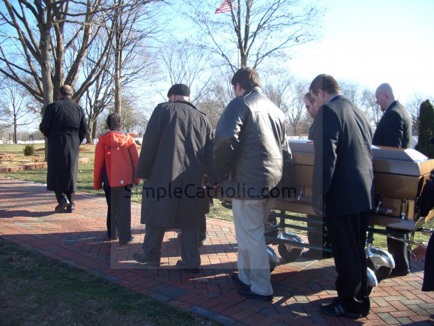 Funeral Service – Pall Bearers with Casket - Simple Catholic