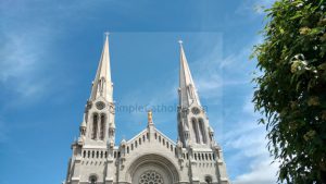 Church Exterior Twin Steeples - Simple Catholic